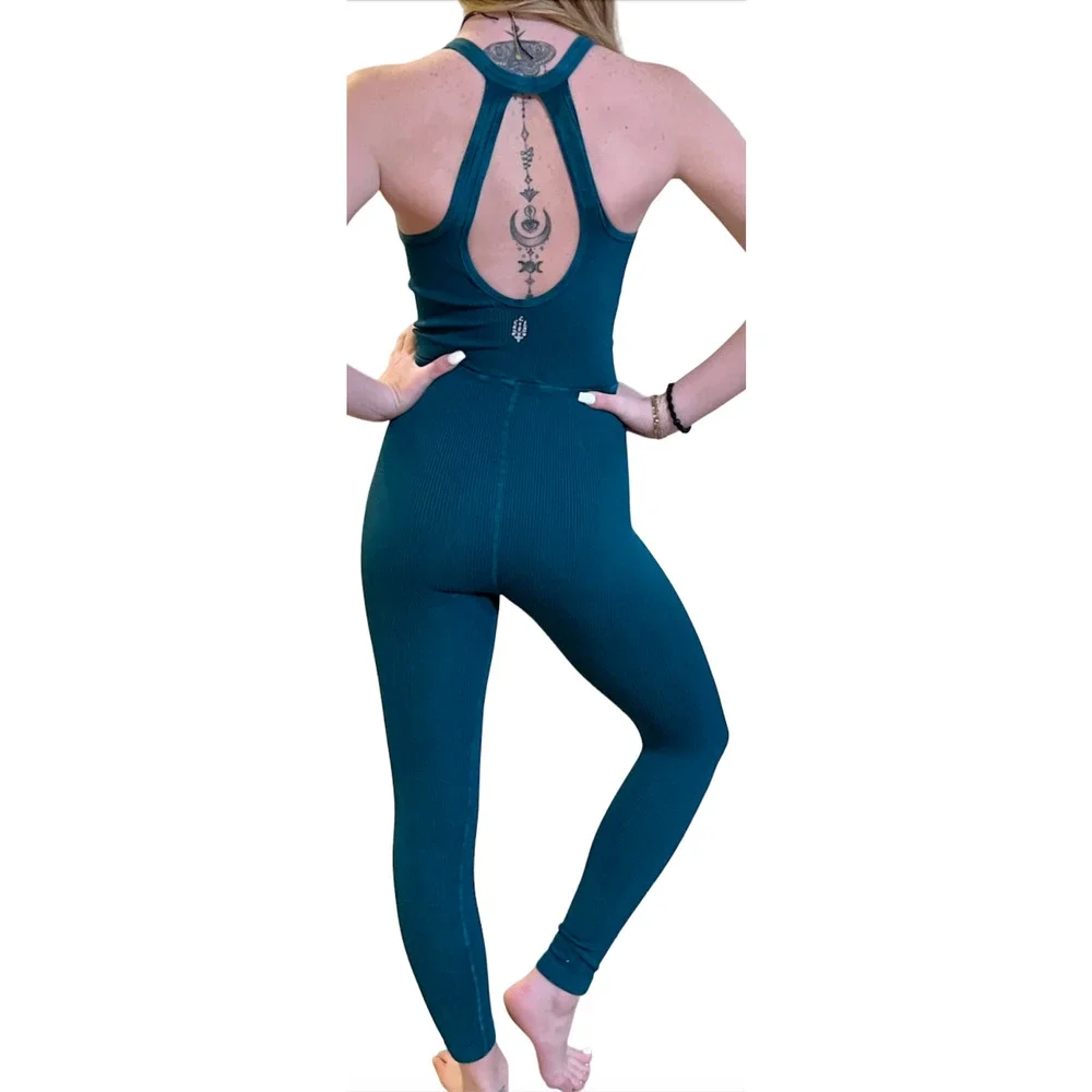 FREE PEOPLE FP MOVEMENT HAPPINESS RUNS RIBBED JUMPSUIT BODYSUIT ONE PIECE XS/S